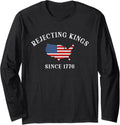 Retro Rejecting Kings Since 1776 American Flag Vintage Long Sleeve