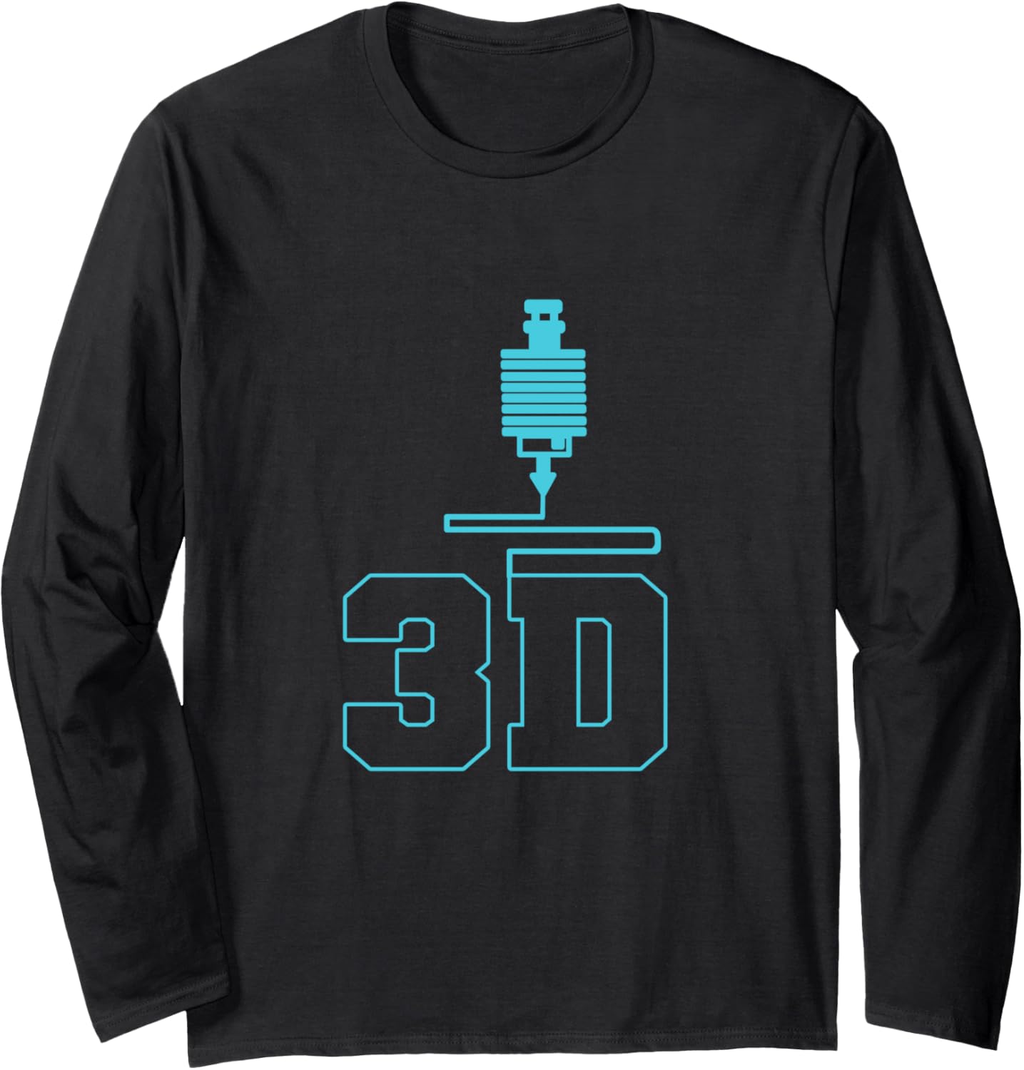 3D Printer Print Printing Retro One Line Oneline Fineline Long Sleeve