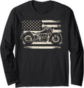 Cool Motorcycle Biker Retro Motorcycle Usa Flag Men Rider Long Sleeve