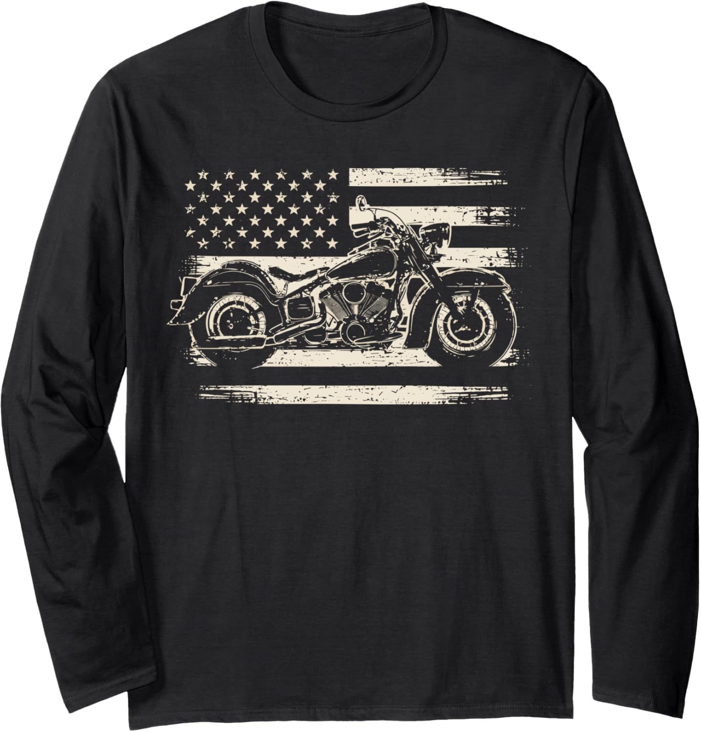 Cool Motorcycle Biker Retro Motorcycle Usa Flag Men Rider Long Sleeve