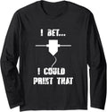 Funny 3D Printing Sunset Design 3D Printer Makers Pun Long Sleeve