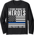 Thin Blue Line American Flag Police Support Blu Lives Matter Long Sleeve