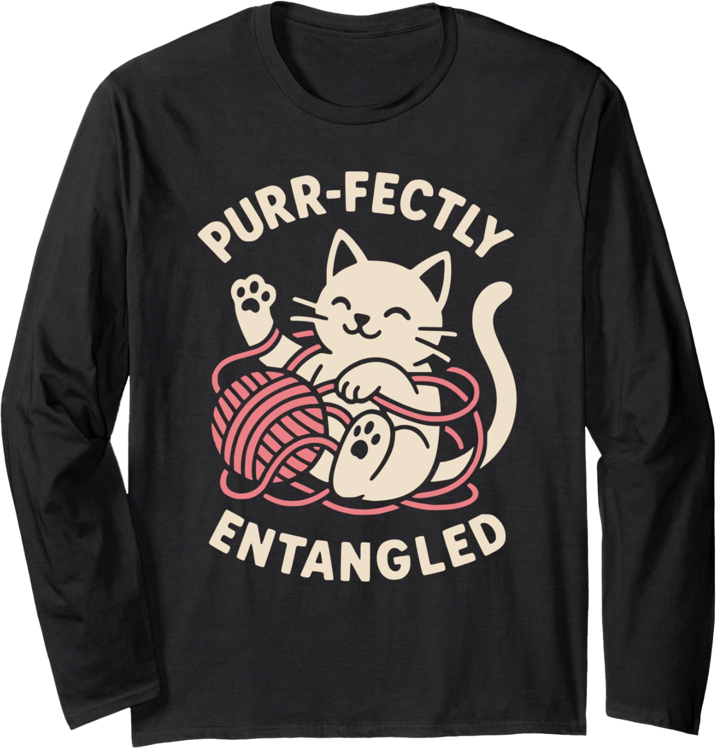 urr-fectly Entangled Cat Cartoon Yarn Long Sleeve
