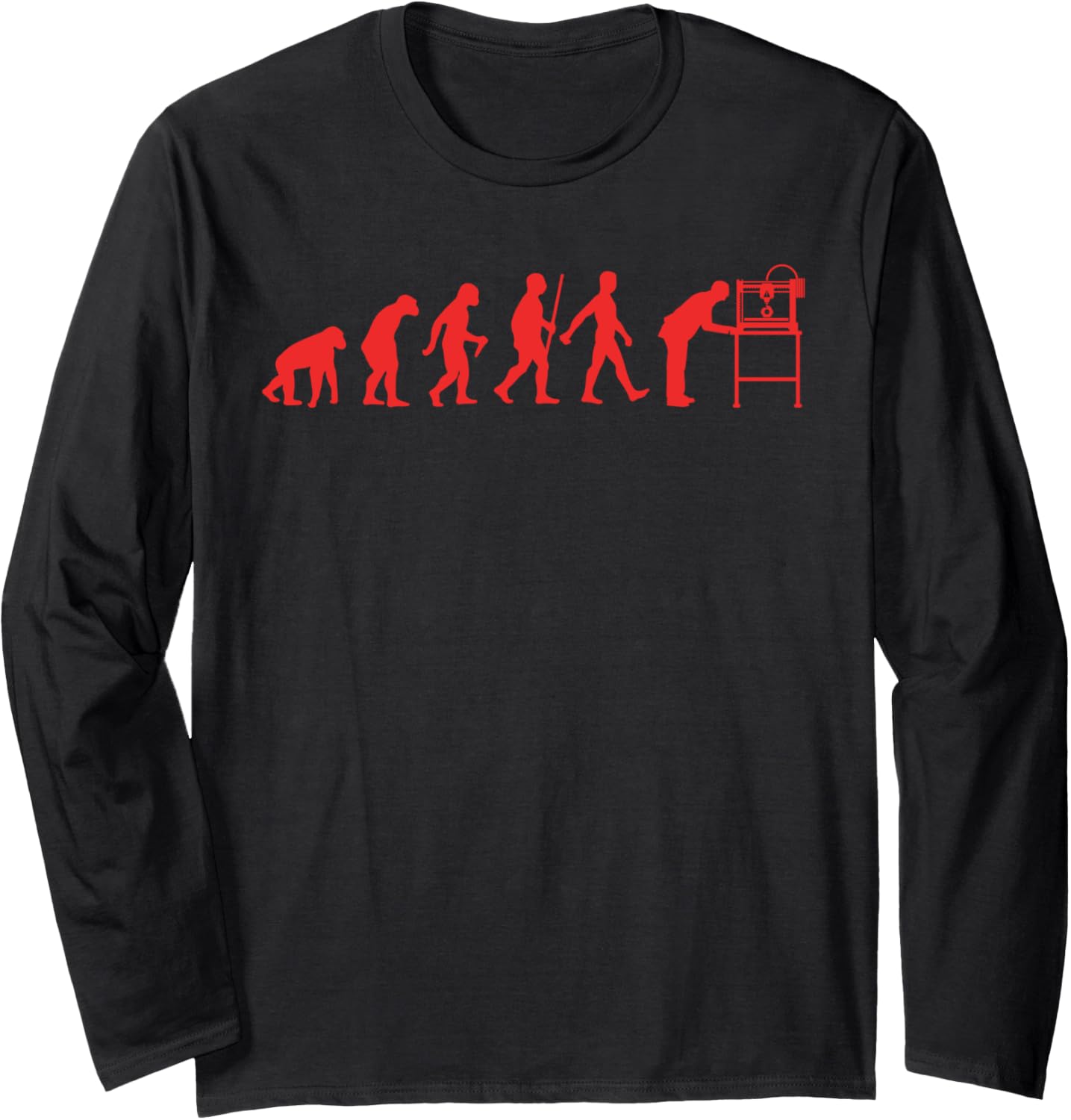 Funny 3D Printer Designs Men Women 3D Printing Evolution Long Sleeve