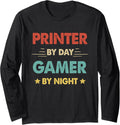 Retro Printer By Day Gamer By Night Long Sleeve