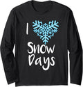 I Love Snow Days Cute Frozen Snowflake Heart Teachers Long Sleeve