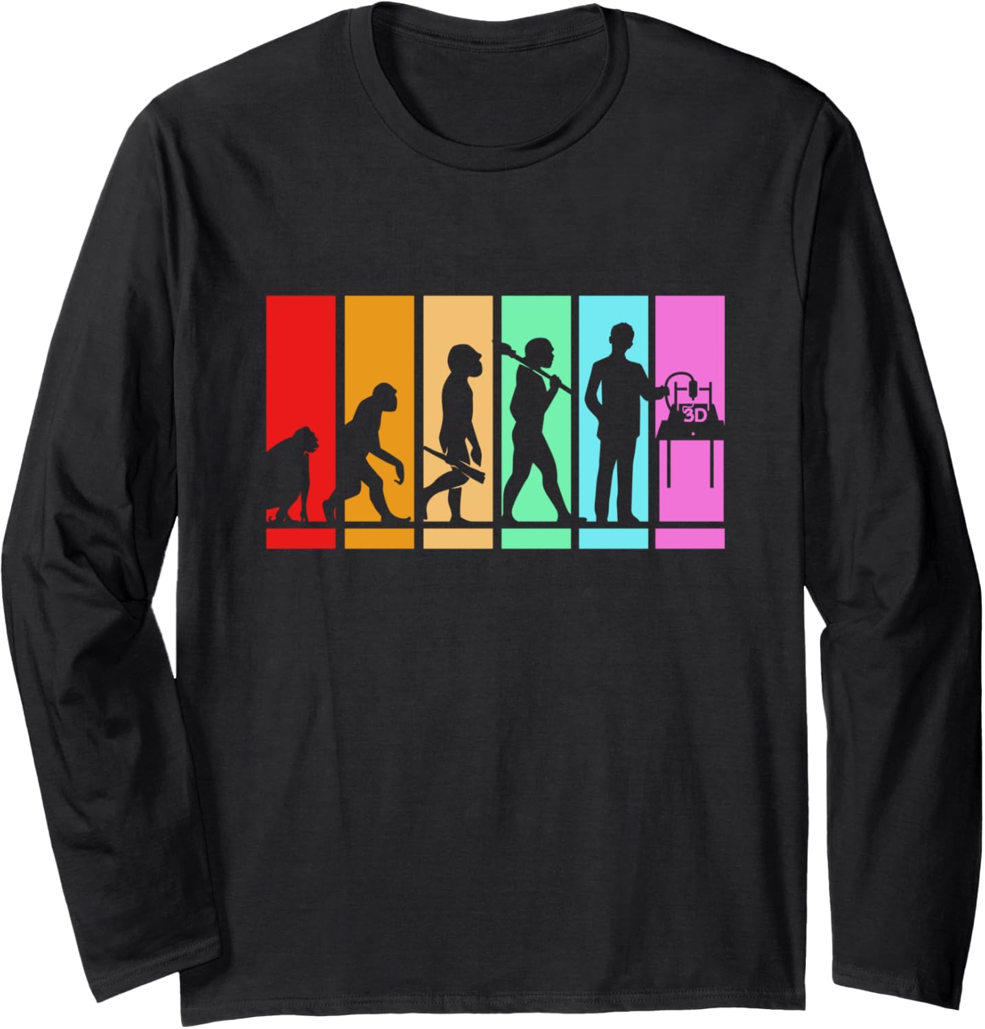 Funny Printer Evolution 3D Printing Long Sleeve