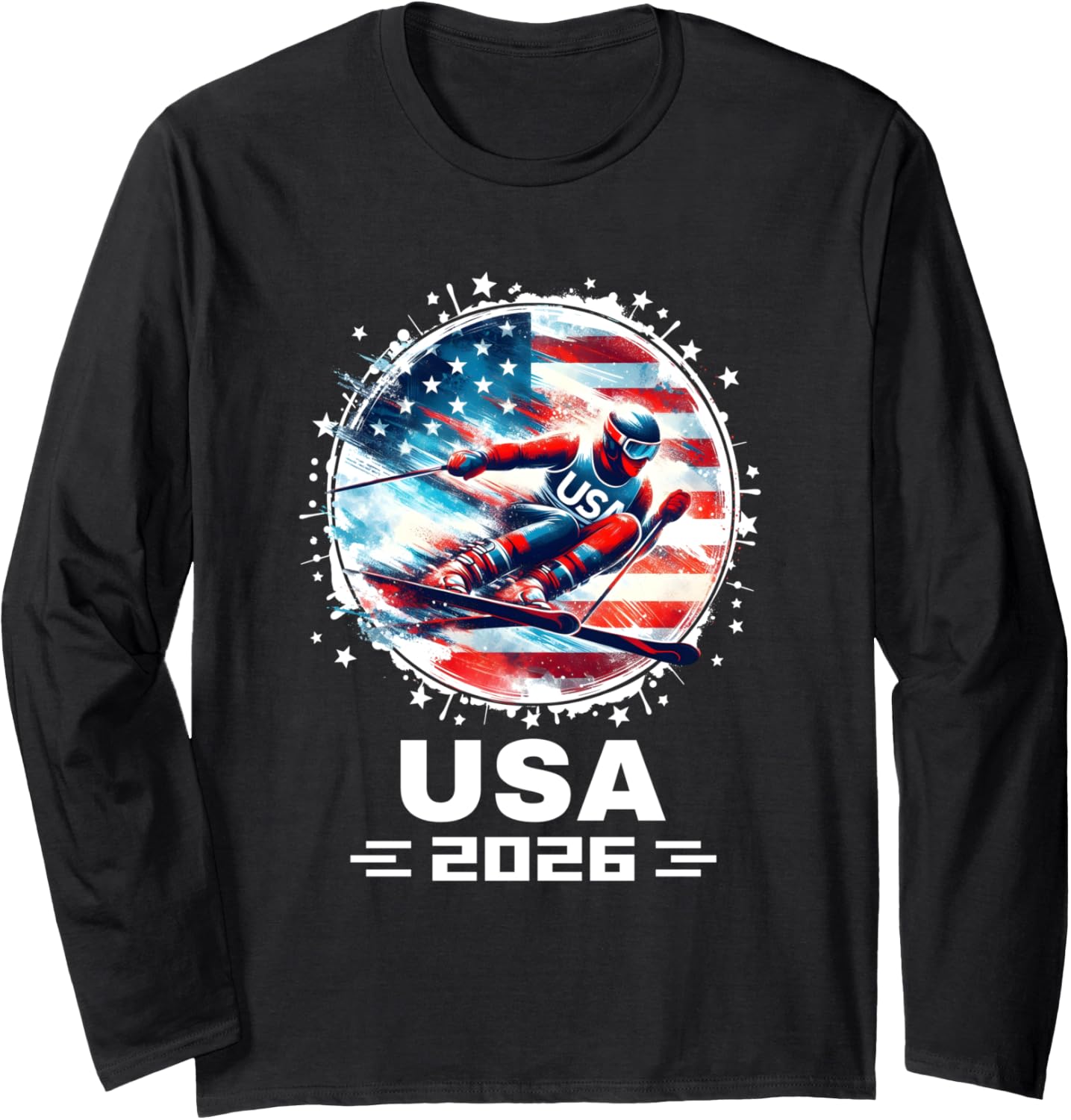 Usa Team 2026 United States American Flag Skiing Usa Ski Long Sleeve