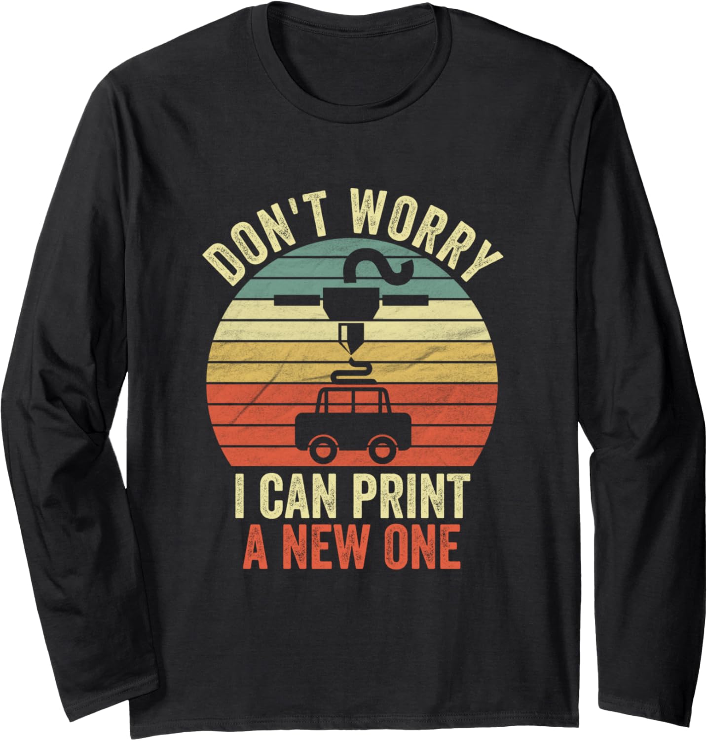 Vintage Retro 3D Printer Funny Geek Nerd Long Sleeve