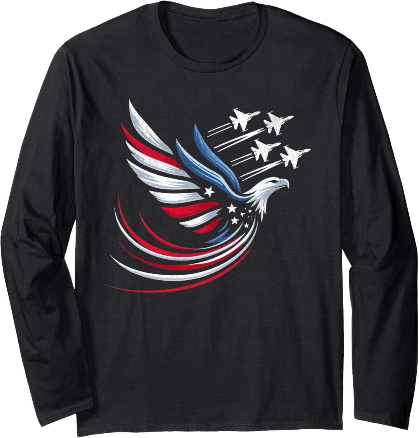 Patriotic Red Blue Usa Flag Fighter Jets 4Th Of July Long Sleeve