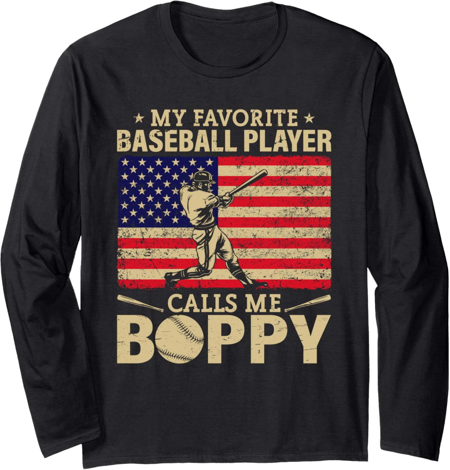 My Favorite Baseball Player Calls Me Boppy Usa Flag Long Sleeve