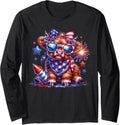 Cute Highland Cow Florals 4Th Of July Usa Flag Patriotic Cow Long Sleeve