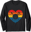 Yarn Love Knitting Crochet Heart Retro Yarn Arts Crafts Long Sleeve