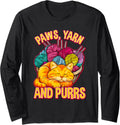 Funny Crocheting Cats Sleeping Paws Yarn Purrs Kitty Crochet Long Sleeve