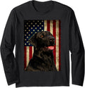 Black Labrador Lab Long Sleeve Shirt Gift Usa Flag Lab Owner