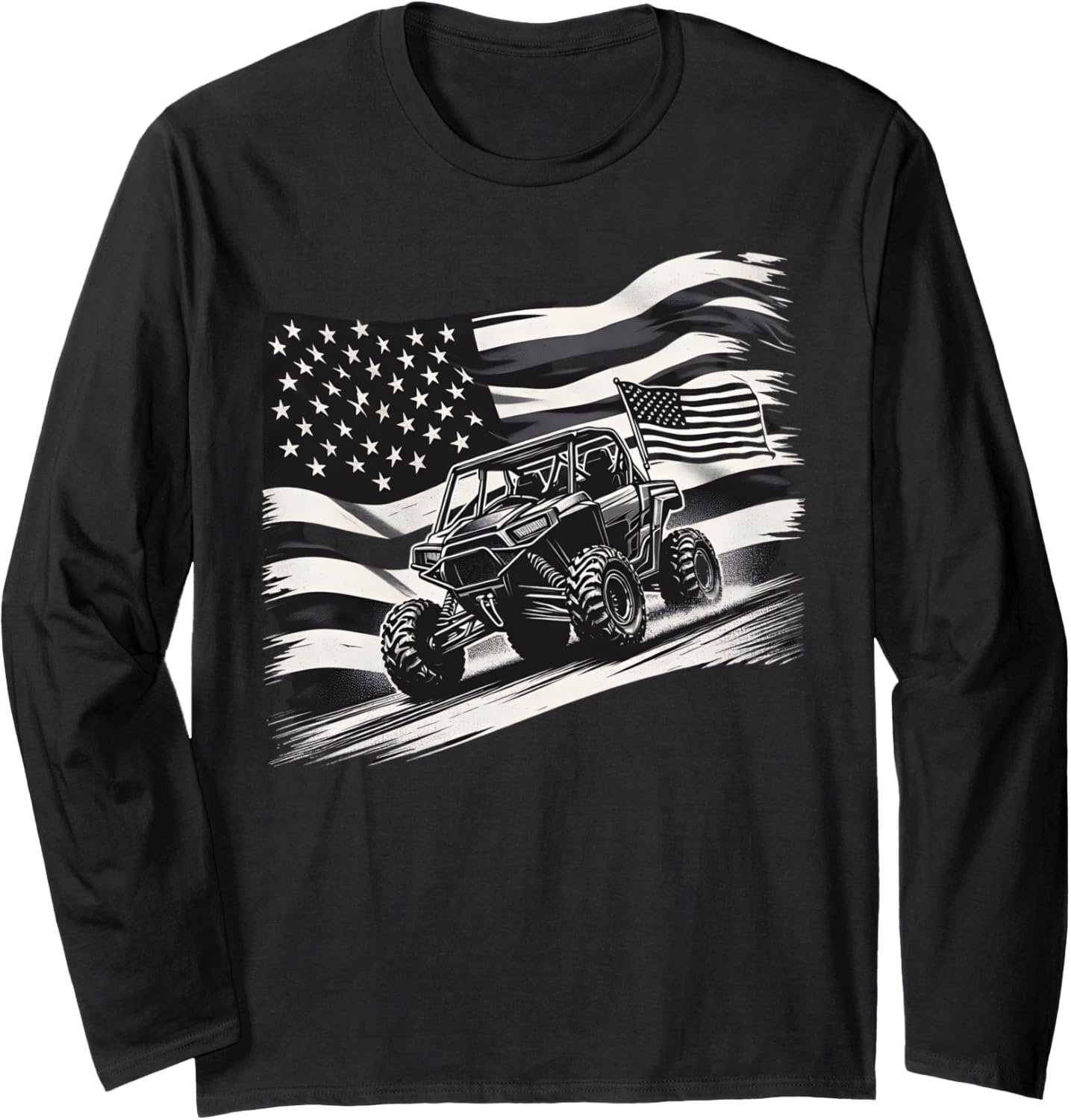 Sxs Utv Funny Side By Side American Flag Outdoorsvintage Long Sleeve