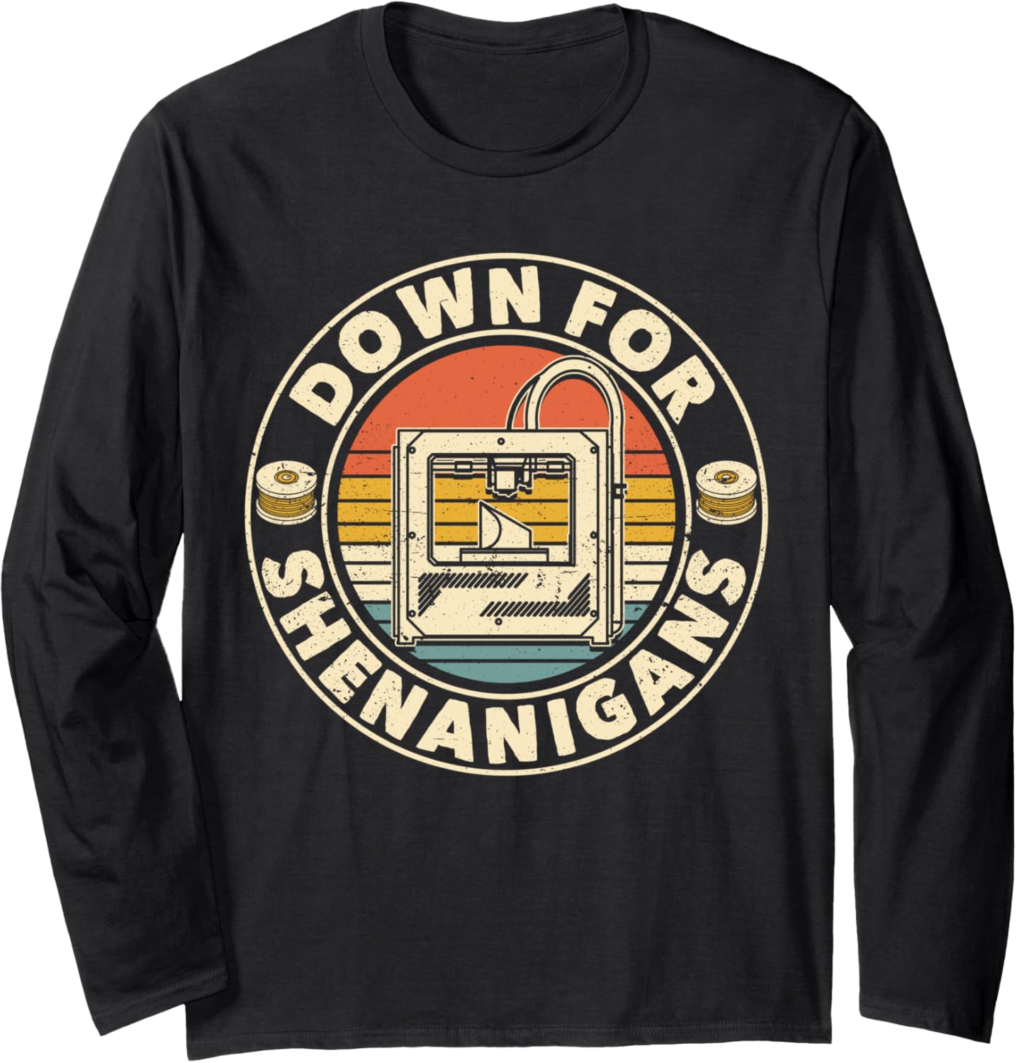 Retro 3D Printer Down Shenanigans 3D Printing Long Sleeve