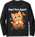 Oops! Yarn Again! cute kitten tangled in yarn Long Sleeve