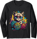 Kitten playing with a balls of yarn , Playful yarn kitten Long Sleeve