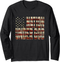 One Nation Under God Weathered American Flag Patriotic Long Sleeve