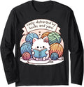 Funny Knitter Easily Distracted By Books And Yarn Knitting Long Sleeve