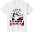 Kids Boys 4Th Of July Construction Trucks Vehicle American Flag
