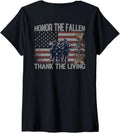 Womens Honor The Fallen Thank The Living Usa Flag Memorial Day Back V Neck