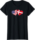 Denmark Usa Flag T Shirt Heart Danish American Love