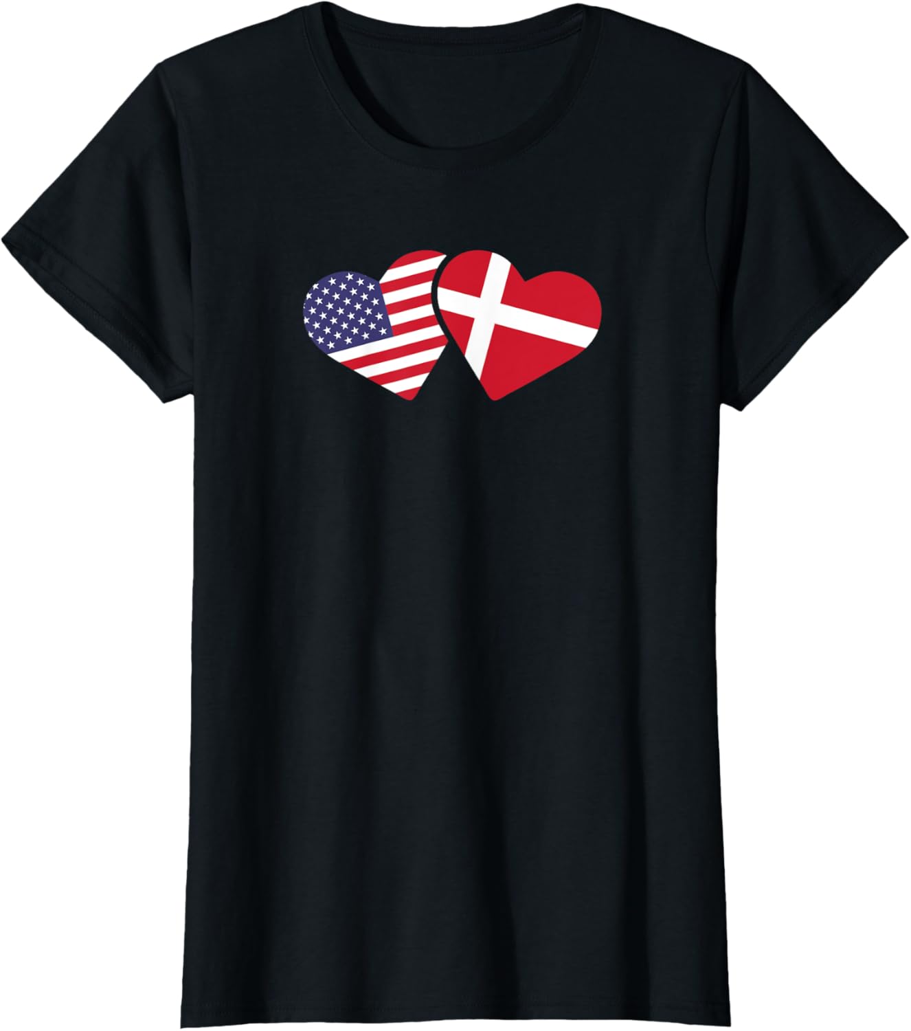 Denmark Usa Flag T Shirt Heart Danish American Love