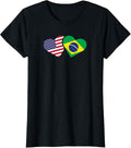 Brazil Usa Flag T Shirt Heart Brazilian Americans Love Cute