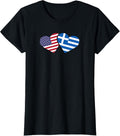 Greece Usa Flag T Shirt Heart Greek American Love