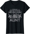 Womens Proud Army Us Air Force Aunt Flag Usa Military Veteran