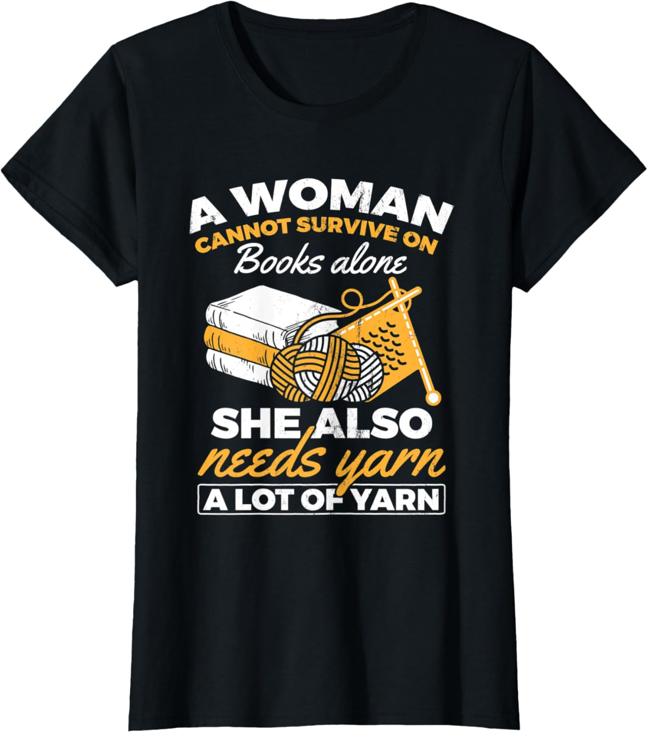 Womens Woman Survives On Books Yarn Knitting Crochet