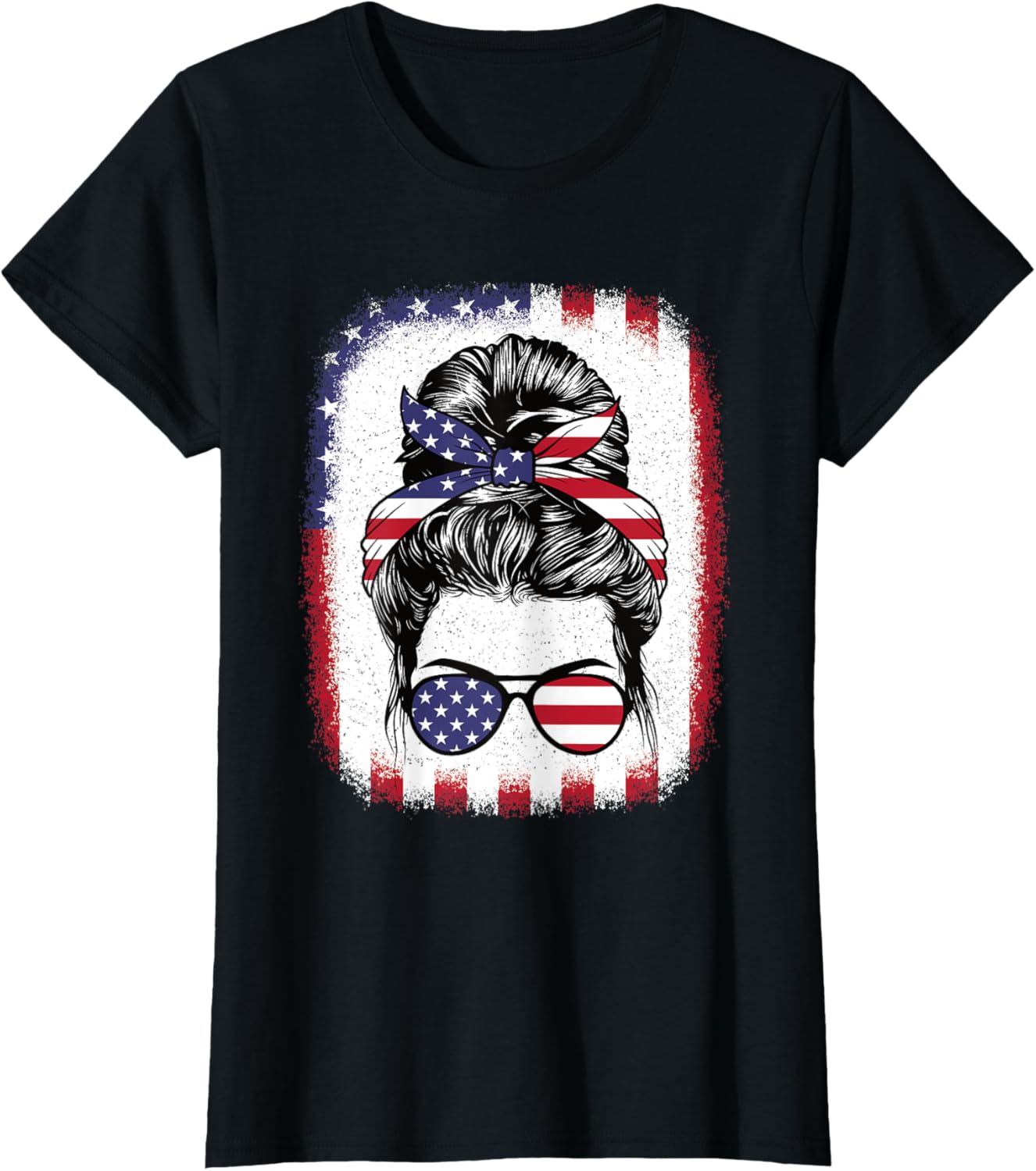 4Th Of July Messy Bun American Flag Patriotic Women Girls