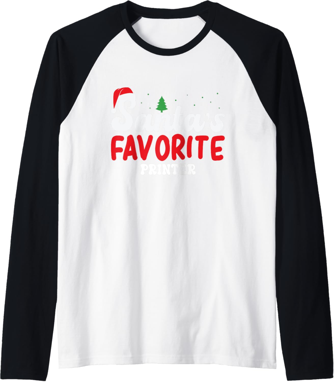 Santas Favorite Printer Christmas Pajamas Raglan Baseball Tee