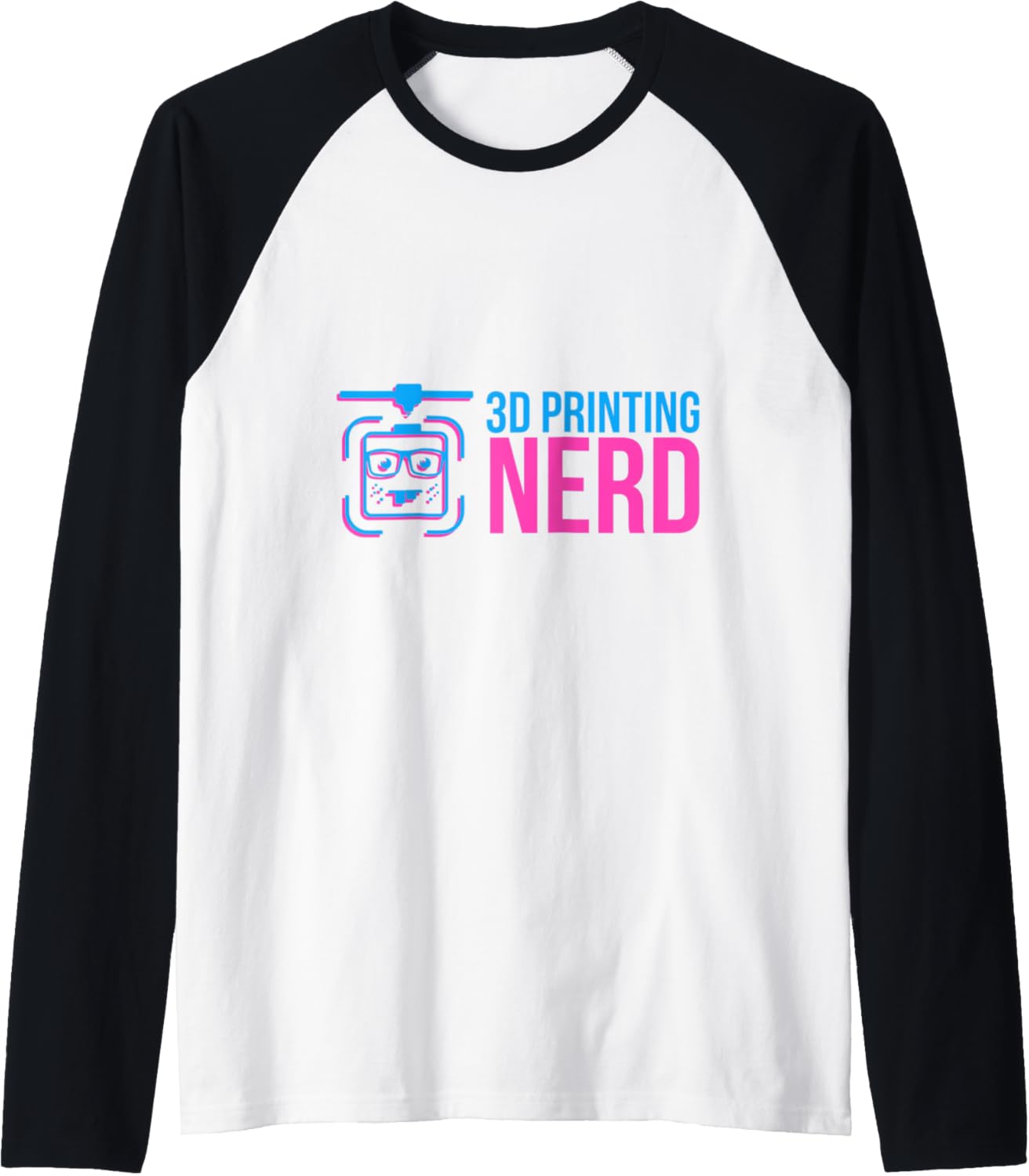 3D Printing Nerd 3D Printer Filament Pink Blue Geek Raglan Baseball Tee