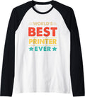 Retro Worlds Best Printer Ever Raglan Baseball Tee