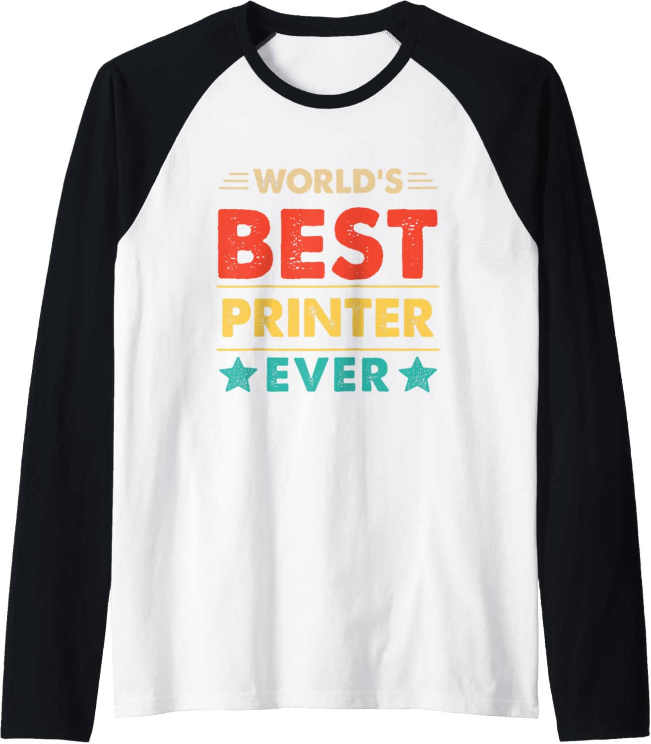 Retro Worlds Best Printer Ever Raglan Baseball Tee