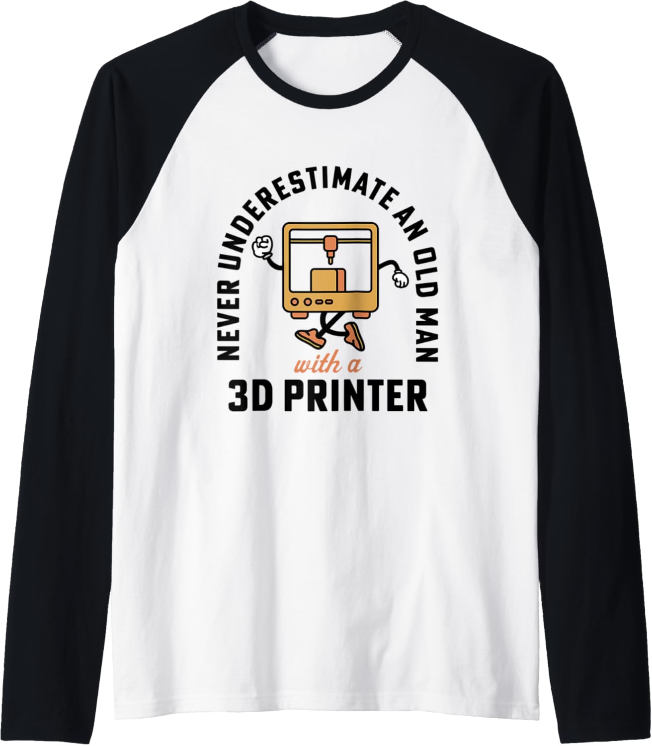 3D Printing Old Man With A 3D Printer 3D Filament Raglan Baseball