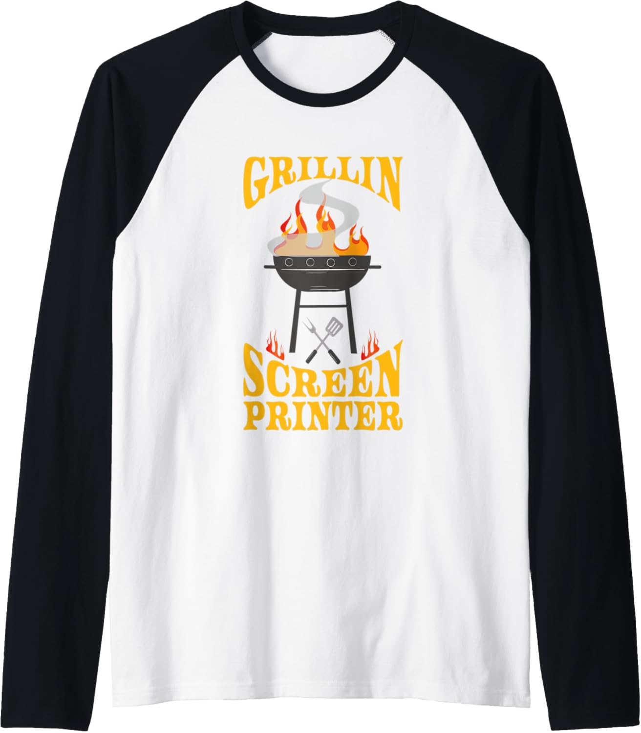 Screen Printer Bbq Grill Smoker Barbecue Chef Raglan Baseball Tee