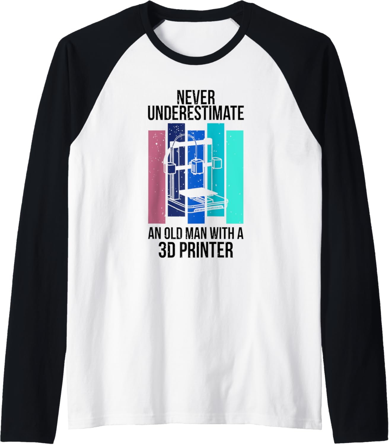 Funny Grandpa 3D Printer Filament Printing Machine Lover Gag Raglan Baseball Tee