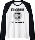 3D Printer Retro 3D Printing Vintage Funny Raglan Baseball Tee