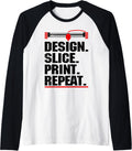 Funny 3D Printing Design Men Women 3D Printer Lover Raglan Baseball Tee
