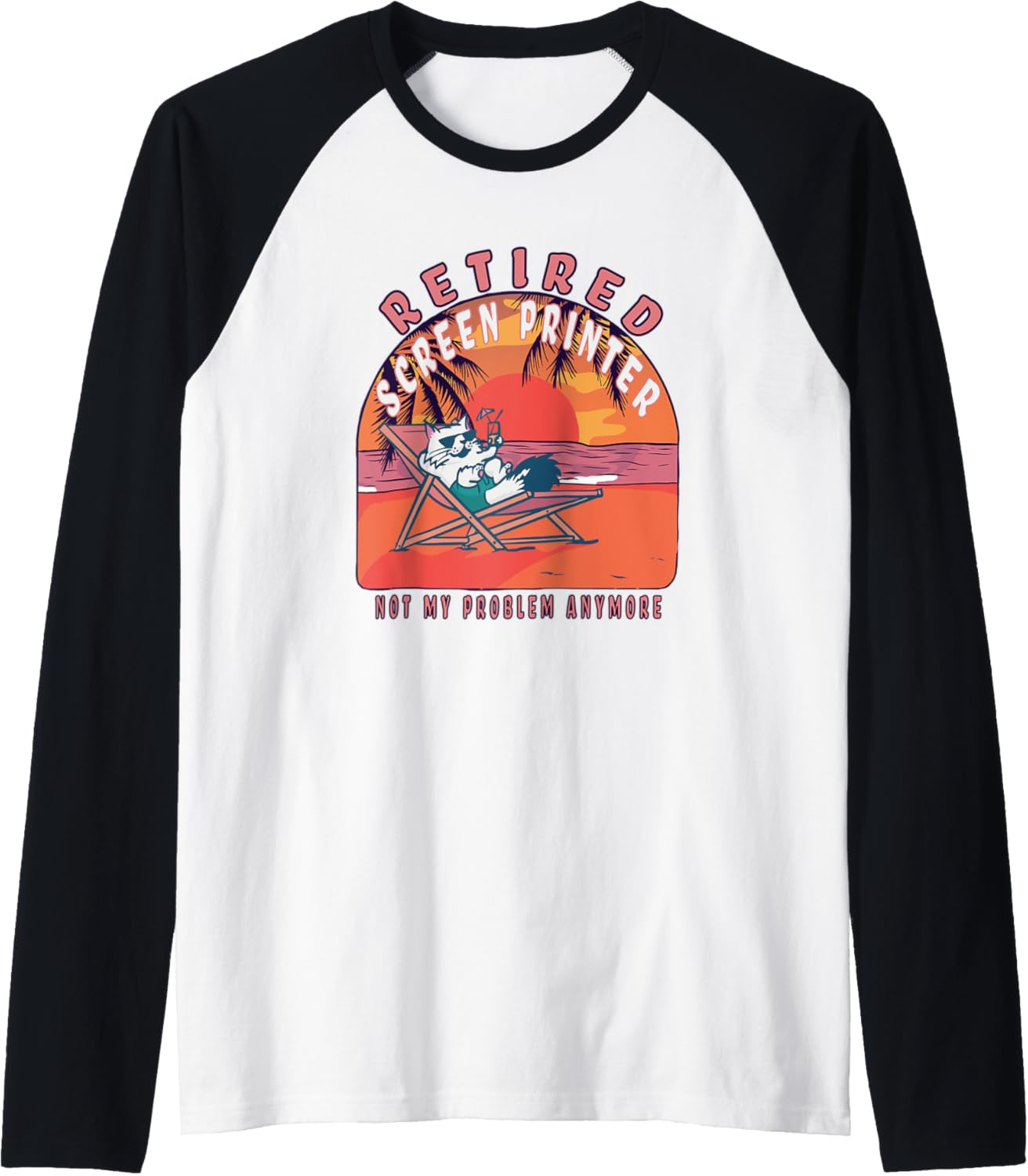 Retired Screen Printer Funny Vintage Retirement Raglan Baseball Tee