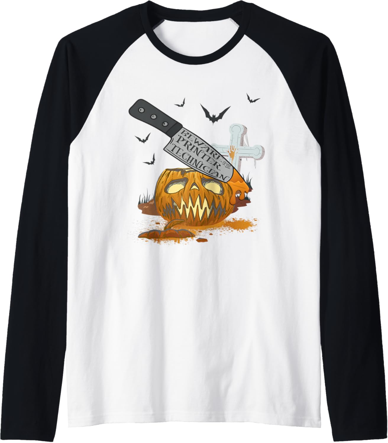 Printer Technician Funny Halloween Party Raglan Baseball Tee