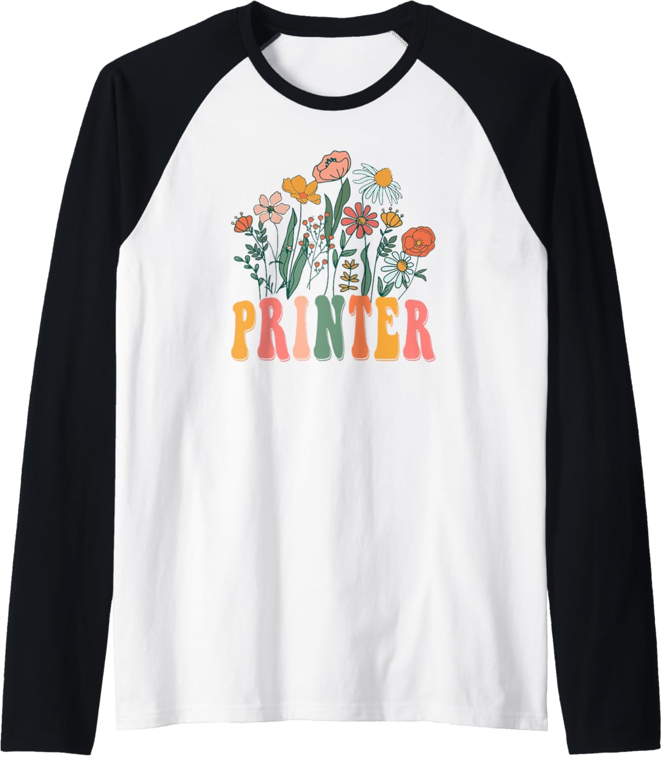 Retro Groovy Floral Printer Wildflower Tees Women Raglan Baseball Tee