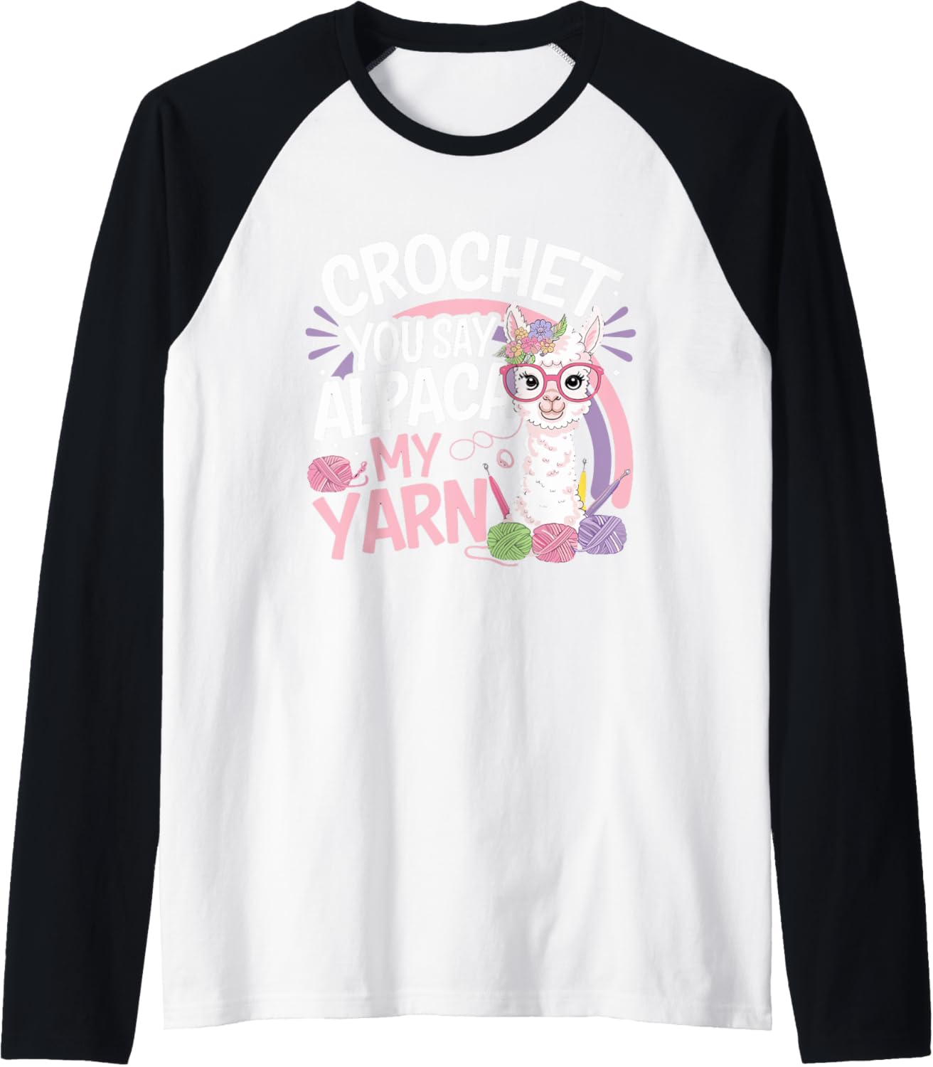 Crochet Alpaca My Yarn Funny Raglan Baseball Tee