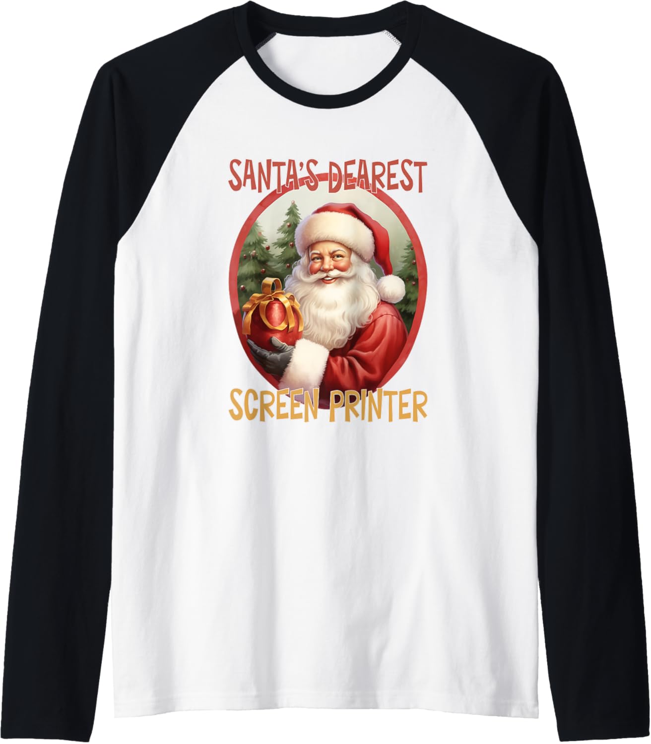 Screen Printer Christmas Holiday Love Xmas Raglan Baseball Tee
