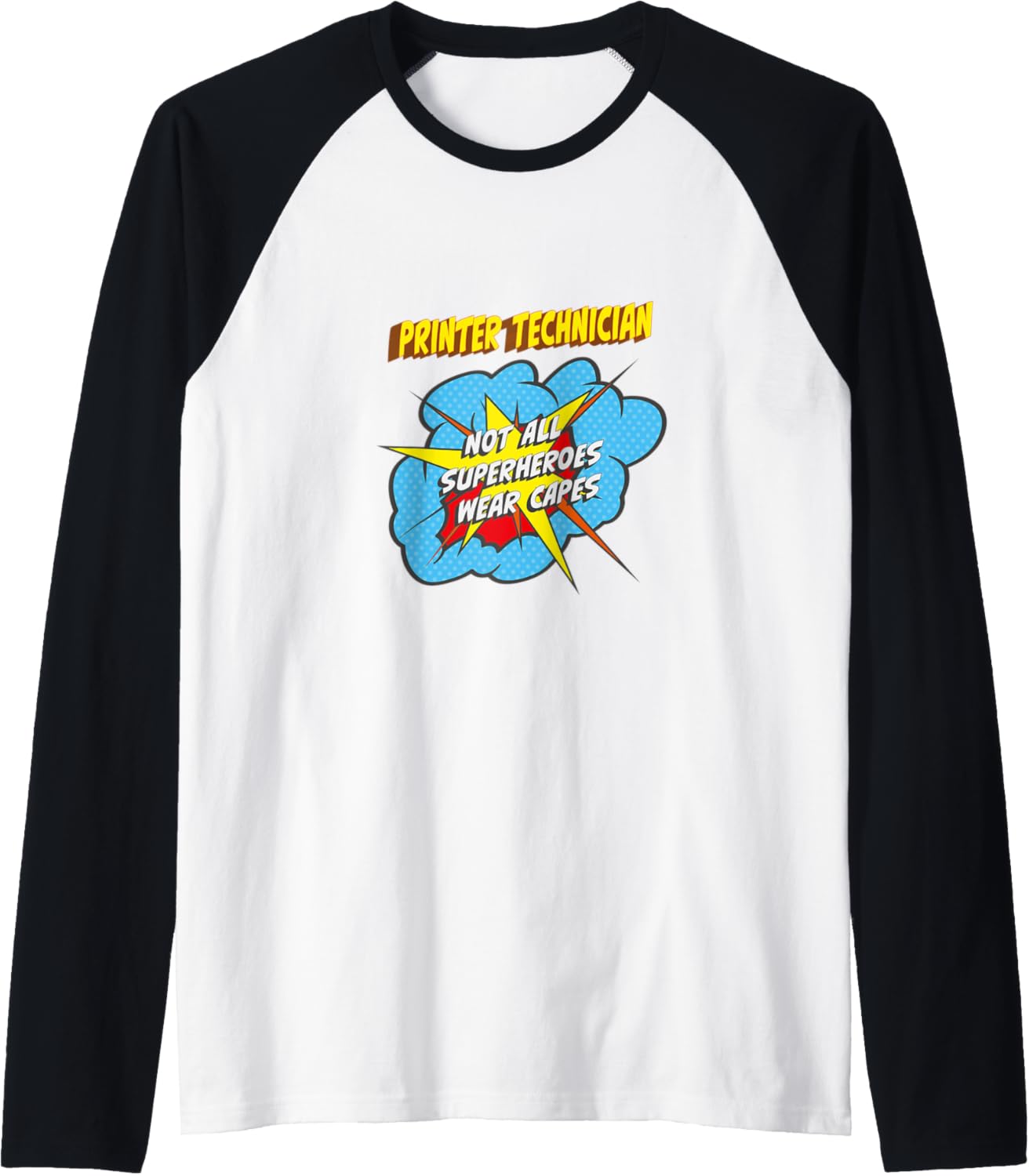 Printer Technician Funny Superhero Job Raglan Baseball Tee