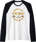 Inked And Educated Printer Technician Raglan Baseball Tee
